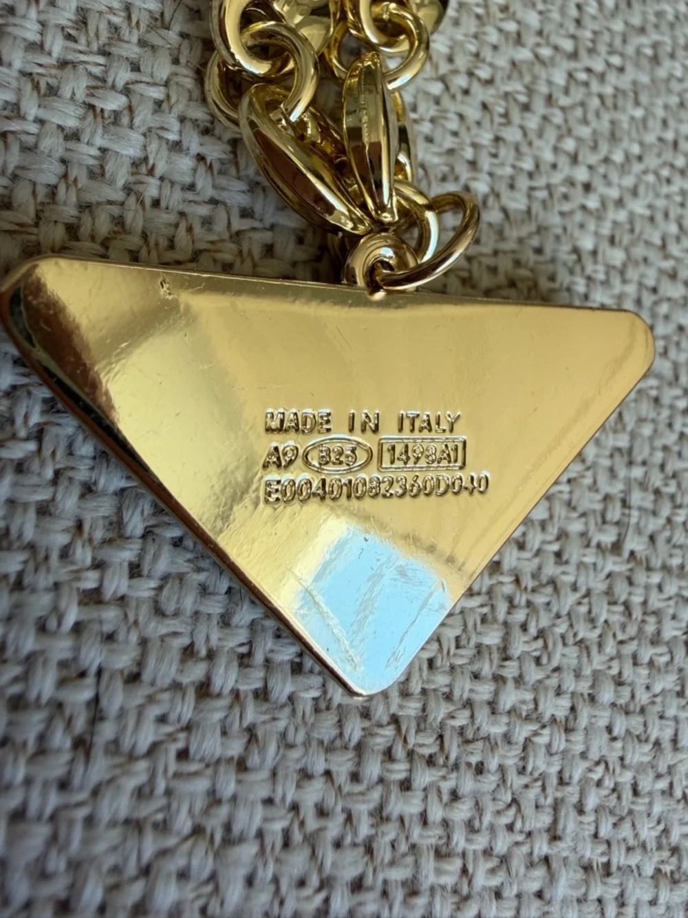 Prada Gold and Black Triangle Logo Necklace - Picture 4 of 10